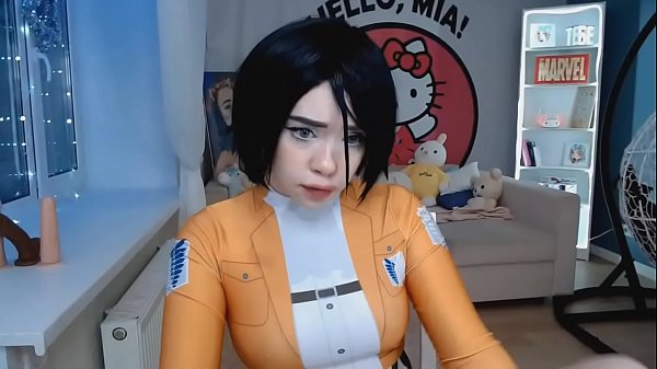 Cute babe Mikasa Ackerman cosplay fucks her pussy and cums